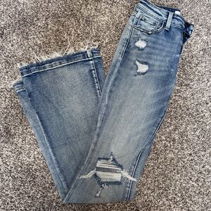 Altar'd State Blue Straight Leg Jeans Distressed Denim